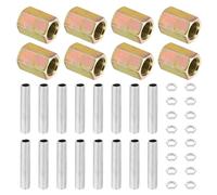 PATIKIL Juego de Reparación de Tubos de Lámpara de Rosca Fina M10 8 Piezas Tuerca de Acoplamiento Hexagonal de Metal M10×20 con Tubo Roscado y Tuerca Hexagonal
