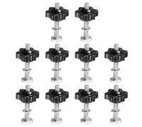 PATIKIL Juego Pernos Para Carril T 10 Unidades M5 X 40mm X 25mm Con Arandelas Y Tuercas Estrella 6 Puntas Accesorios Para Carril T Para Plantillas Y Accesorios Color Plata Negro