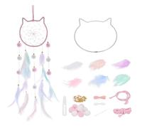 PATIKIL Kit de Hacer un Atrapasueños, Kit de Atrapasueños Hecho a Mano con Plumas, Pompones y Cuentas para Colgar en la Pared como Adorno Decorativo, Color Rosa