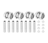 PATIKIL Kit de Repuestos para Tubo de Lámpara de Rosca Fina Zinc M10 4 Piezas Tuerca de Acoplamiento Hexagonal de Metal M10×15 con Tubo Roscado y Tuerca Hexagonal para Luz Extensión