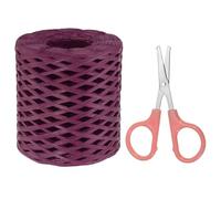 PATIKIL Kit Surtido de Cinta de Artesanía de Papel de Rafia Cuerda de Rafia Natural con Tijeras para Regalos Ramos de Flores Decoración Color Burdeos 218 Yardas