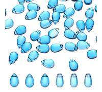 PATIKIL Lágrima Cristal Checo Vidrio Cuentas, 50uds Bohemia Cristal Cuentas Versátil Transparente Lluvia Gota Cristal Cuentas para Mosaicos Manualidades, Joyas Fabricación, Azul, 6x9mm