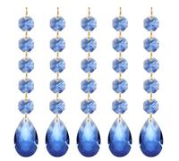 PATIKIL Lágrima de Cristal para Lámpara de Araña, Cuentas, 5Pcs, Longitud de 135 mm, Piezas de Prismas de Lámpara de Araña de 38 mm, Adornos Colgantes de Cuentas, Azul Claro