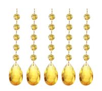 PATIKIL Lágrima de Cristal para Lámpara de Araña, Cuentas, 5Pcs, Longitud de 135 mm, Piezas de Prismas de Lámpara de Araña de 38 mm, Adornos Colgantes de Cuentas, Tono Dorado