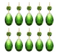 PATIKIL Lágrima de Cristal para Lámpara de Araña, Cuentas, Paquete de 10, Longitud de 60 mm, Piezas de Prismas de Lámpara de Araña de 38 mm, Adornos Colgantes de Cuentas, Verde