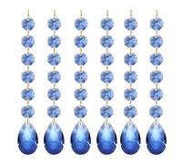 PATIKIL Lágrima de Cristal para Lámpara de Araña, Cuentas, Paquete de 6, Longitud de 160 mm, Piezas de Prismas de Lámpara de Araña de 38 mm, Color Azul Claro