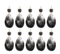 PATIKIL Lágrimas de Cristal para Lámpara de Araña, 10 Unidades de 60 mm de Longitud, Piezas de Prismas de Lámpara de Araña de 38 mm, Adornos Colgantes de Cuentas Negro Claro