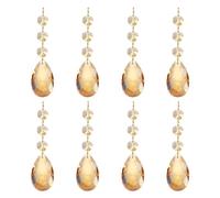 PATIKIL Lágrimas de Cristal para Lámpara de Araña, 8 Unidades de 100 mm de Longitud, Piezas de Prismas de Lámpara de Araña de 38 mm, Tono Dorado Electroplateado