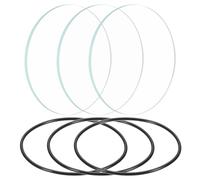 PATIKIL Lente LED de 2.04" de Diámetro, 3 Juegos de Lentes de Vidrio con Borde Pulido y Anillo de Silicona para Repuesto de Lentes de Fuente de Luz, Transparente