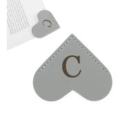 PATIKIL Letra C Marcador de Libros, Corazón Marcapagina de Albeto Inicial Cuero Página Clip Personalizado Marca Accesorio Bookmark para Lectura Oficina Estudia DIY Álbum, Gris