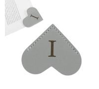 PATIKIL Letra I Marcador de Libros, Corazón Marcapagina de Albeto Inicial Cuero Página Clip Personalizado Marca Accesorio Bookmark para Lectura Oficina Estudia DIY Álbum, Gris