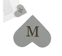 PATIKIL Letra M Marcador de Libros, Corazón Marcapagina de Albeto Inicial Cuero Página Clip Personalizado Marca Accesorio Bookmark para Lectura Oficina Estudia DIY Álbum, Gris