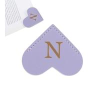 PATIKIL Letra N Marcador de Libros, Corazón Marcapagina de Albeto Inicial Cuero Página Clip Personalizado Marca Accesorio Bookmark para Lectura Oficina Estudia DIY Álbum, Morado