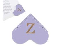 PATIKIL Letra Z Marcador de Libros, Corazón Marcapagina de Albeto Inicial Cuero Página Clip Personalizado Marca Accesorio Bookmark para Lectura Oficina Estudia DIY Álbum, Morado