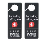 PATIKIL Letrero de Do Not Disturb para Colgar en la Puerta, 2 Unidades de PVC a Doble Cara, Letrero de Grabación en Progreso para Oficina, Reunión, Sesión, Hogar, Gris, 9.3" X 3.5"