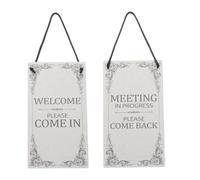 PATIKIL Letrero para colgar puerta con texto en inglés "Welcome Please Come in Progress Please Come Back" de PVC de doble cara para oficina, reunión, sesión, hogar, grabación, color blanco, 25,4 x