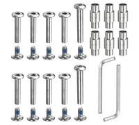 PATIKIL Línea Patín Eje Tornillo Reemplazo, 1 Juego Rodillo Rueda Reparación Kit Accesorios con Larga Manga Espaciador Eje Llave, Plata