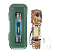 PATIKIL Linterna Led Escalable 3 Modos de Alta Luminosidad Linterna Led de Luz Blanca de Aluminio Recargable por USB para Senderismo Camping Camuflaje Marrón