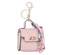 PATIKIL Llavero De Mochila Mini, Monedero Pequeño De Llavero De Cuero PU, Cadena De Llavero De Monedero, Bolsita para Auriculares, Organizador De Tarjetas Y Cable De Datos, Rosa