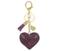 PATIKIL Llavero De Piedras, Llavero En Forma De Corazón, Accesorios De Llavero Brillante Para Mujeres, Llavero De Cristal Con Borlas Para Bolsos, Morado