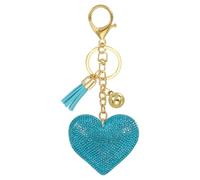 PATIKIL Llavero De Piedras, Llavero En Forma De Corazón, Accesorios De Llavero Brillante Para Mujeres, Llavero De Cristal Con Borlas Para Llaves Y Bolsos, Azul Lago