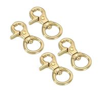 PATIKIL Llavero Mosquetón, Paquete de 4 Mosquetones Redondos de Latón de 2/1 Pulgadas con Gancho Giratorio para Llaveros, Clips para Carteras Y Manualidades de Cuero DIY