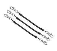 PATIKIL Llavero Retráctil de Resorte en Espiral de 5" con Ganchos de Langosta, 3 Piezas de Correa Elástica en Espiral de Plástico con Gancho de Presión para Llaves, Color Negro