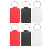PATIKIL Llaveros de Cuero en Blanco, 6 Piezas de Llaveros de Cuero Rectangulares en Blanco Doble Cara para Grabado Laser, Impresión Ultravioleta, 3 Colores (Blanco, Rojo, Negro)