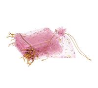 PATIKIL Luna Estrella Estampado Organza Bolsas, 50uds 4.72x3.5 Pulgadas Cordón Mini Bolsas Favor Regalo Golosinas Joyería Bolsas para Fiesta Casamiento, Rosa