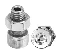 PATIKIL M10x20mm Hexagonal Tapón Tornillo, 2 Juego Cilíndrico Hueco Perno Tuerca Kit Lámpara Roscado Tornillos Pasante Agujero Sujetadores, 304 Inoxidable Acero
