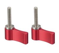 PATIKIL M4 20mm Macho Roscado Giratoria Perilla, 2 Paquetes Aluminio Aleación Ajustable Palanca Manual Tornillo con Única Ala para Cámara Equipo, Rojo