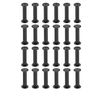 PATIKIL M5*25mm Tornillo de Encuadernacion, 24 Juego Tornillo de Chicago Remaches de Tornillos Conexión Columna Para Cuero Libros, Bolsos, Collares, Mochilas Reparación Bricolaje, Negro