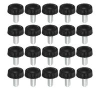 PATIKIL M5x10mm Estriado Mariposa Tornillos 20 Uds Macho Rosca Redondo Sujeción Tornillos Perillas Mano Agarre Pernos Montaje Sujetadores para Iluminación Muebles Herraje Negro