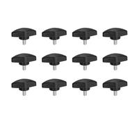 PATIKIL M5X10mm Tornillos De Mariposa En T, 12 Pcs 35mm Ancho Perillas De Ala De Acero Al Carbono Tornillos De Sujeción Cabezas En T Mangos Kit De Tornillos Para Reemplazar Perillas, Negro