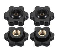 PATIKIL M6 X 25mm Tuerca De Pomelo Con Agujero Pasante 4 Pcs Pomelos Rosca Hembra De Latón Pomelos De Plástico En Forma De Estrella Asas De Sujección Pomelos Manuales Roscados Negros
