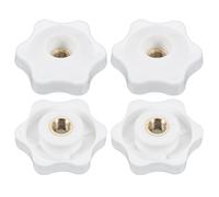 PATIKIL M6 x 32mm Perilla-Tuerca de Orificio Pasante, 4 Pzs Tornillo de Latón Perilla Estrellada Plástica Roscas Hembra Asas de Sujeción Perillas de Mano Blancas