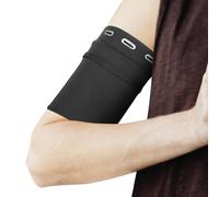 PATIKIL Manga Brazalete Universal para Correr 7.09"x4.75", Manga Brazalete para Teléfono Móvil con Bolsillo con Cremallera para Llaves Auriculares Tarjetas De Crédito Deportes (L, Negro)