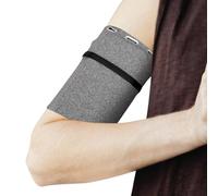 PATIKIL Manga Brazalete Universal para Correr 7.09"x4.75", Manga Brazalete para Teléfono Móvil con Bolsillo con Cremallera para Llaves Auriculares Tarjetas De Crédito Deporte (L, Gris)