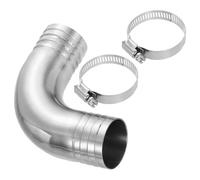 PATIKIL Manguera sanitaria de púas de 3,8 cm x 3,8 cm de codo de 90 grados, accesorio de púas de acero inoxidable 304 con 2 abrazaderas de manguera para elaboración de alimentos, color plateado