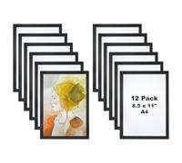 PATIKIL Marco de Foto Magnético A4, 12 Unidades, Soporte de Señal Magnético con Adhesivo Autoadhesivo, Marco de Visualización Magnético de Doble Cara, para Ventana, Negro