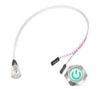 PATIKIL Marco Metal Botón 12 mm Símbolo fuente de alimentación, LED verde botón fuente de alimentación PC interruptor caso ordenador con enchufe enchufe cable 30 cm alimentación ATX encendido/apagado