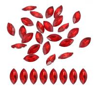 PATIKIL Marquise Gems, 25 Pcs 18x9mm Cristales De Vidrio Con Fondo Plano Navette Ojo De Caballo Para Hacer Joyas DIY Artesanía, Rojo