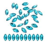 PATIKIL Marquise Gems, 25 Pcs 18x9mm Piedras De Cristal Planas Navette Ojo De Caballo Para Hacer Joyería DIY Artesanía, Azul Lago