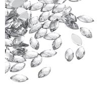 PATIKIL Marquise Gems, 300 Pcs 10x5mm Piedras De Estrás Acrílicas De Espalda Plana Naveta Ojo De Caballo Cristal Para Hacer Joyas Artesanías DIY, Blanco