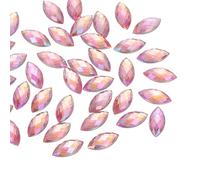 PATIKIL Marquise Gems, 40 Pcs 15x7mm Piedras De Estrás Acrílicas De Espalda Plana Navette Cristal Gems Para Hacer Joyas DIY Artesanía, AB Rosa