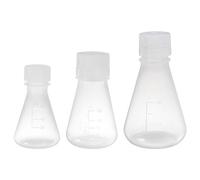 PATIKIL Matraz Erlenmeyer 3 Pcs 50Ml 125Ml 250Ml Matraces Graduados de Boca Estrecha con Tapa de Rosca Matraces de Plástico con Graduación Impresa para Laboratorio Experimentos