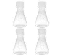 PATIKIL Matraz Erlenmeyer 4 Piezas 50Ml con Boca Estrecha Y Tapa de Rosca. Matraces de Plástico con Graduación Impresa para Experimentos de Laboratorio Química Y Ciencias.