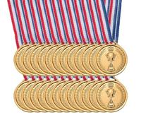 PATIKIL Medallas de Bronce Mini de 1.5", Paquete de 24 Medallas de Plástico para el 3er Lugar con Cinta para Juegos de Tenis de Mesa, Competiciones Deportivas y Fiestas