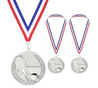 PATIKIL Medallas de Metal, 3 Pcs Medalla de Premio de Tenis, con Cinta Multicolor, para Juegos y Competencias Deportivas (Plateado, 6.8cm