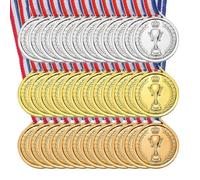 PATIKIL Medallas de Oro, Plata y Bronce Mini de 1.5", Paquete de 36 Medallas de Plástico para Ganadores 1er, 2do y 3er Lugar con Cinta para el Cuello, Premios para Juegos